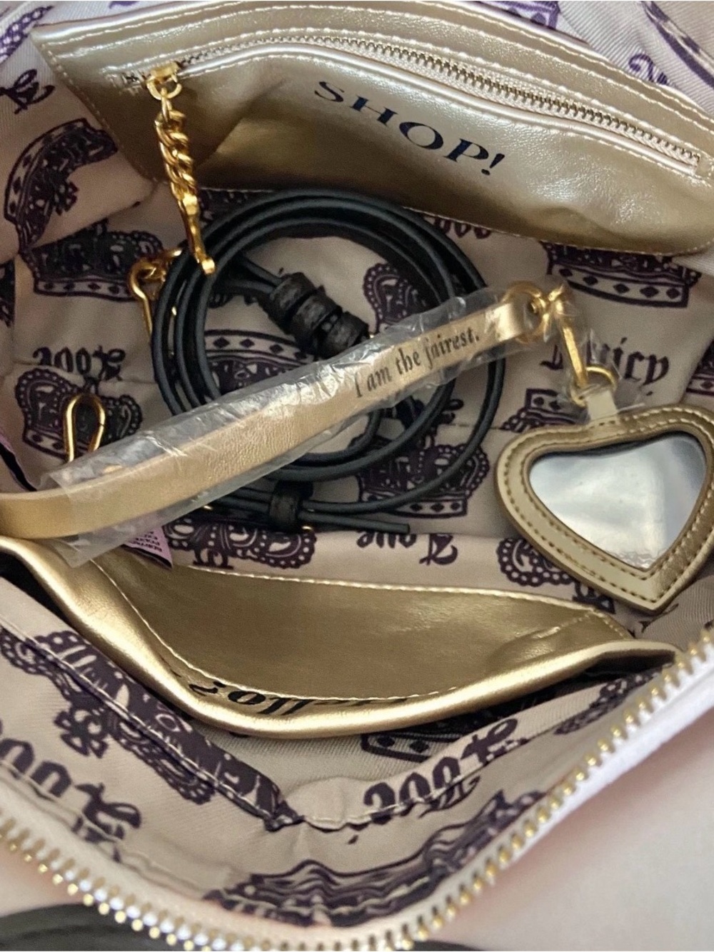 Juicy Couture Pink and Brown 'House of Juicy' Satchel with Gold Hardware - Picture 2 of 4